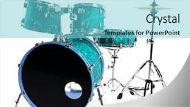  Presentation with drum - Presentation design consisting of set of drums isolated background and a seafoam green colored foreground
