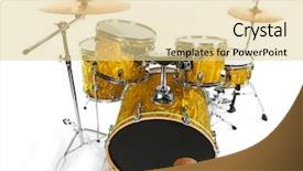  Presentation with drums - Slide set with set of drums isolated on white background background and a blonde colored foreground