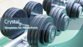  Presentation with instruction set - Slide deck featuring set of dumb-bells background and a ocean colored foreground