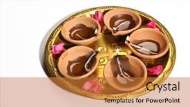  Presentation with lamps - Slide deck consisting of set of earthen indian lamps background and a gold colored foreground