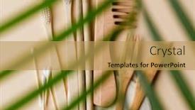  Presentation with eco friendly - Amazing slide set having set-of-eco-friendly-toiletries backdrop and a yellow colored foreground