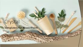  Presentation with banner blue - Presentation theme featuring set-of-eco-friendly-toiletries background and a soft green colored foreground