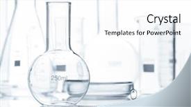  Presentation with flasks - Slide set enhanced with set of empty classic laboratory flasks with reflection on the surface of the table isolated background and a white colored foreground