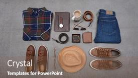  Presentation with fashion accessories - Slide deck with set-of-fashion-clothing background and a violet colored foreground