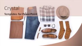  Presentation with fashion accessories - Beautiful PPT layouts featuring set-of-fashion-clothing backdrop and a coral colored foreground