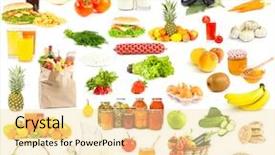  Presentation with food white - Beautiful PPT theme featuring set of food and drinks backdrop and a blonde colored foreground