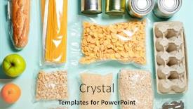  Presentation with food donation - Presentation theme consisting of set-of-food-products-food background and a lemonade colored foreground