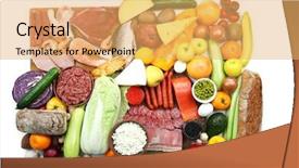  Presentation with food white layout - Colorful presentation design enhanced with set of food products isolated backdrop and a yellow colored foreground