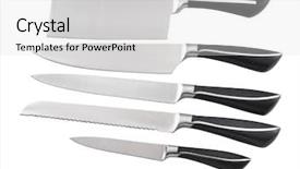  Presentation with steel - Presentation enhanced with set of forged steel kitchen background and a light gray colored foreground