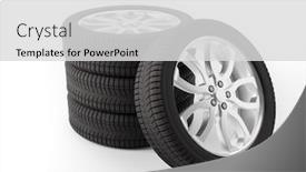  Presentation with tires - PPT theme enhanced with set-of-four-car-tires background and a light gray colored foreground