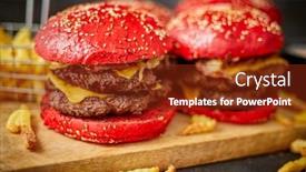  Presentation with burgers - PPT layouts having set-of-four-homemade-giant background and a tawny brown colored foreground