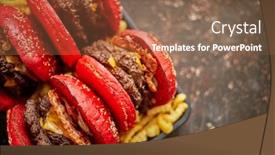  Presentation with burgers - Colorful slide set enhanced with set-of-four-homemade-giant backdrop and a tawny brown colored foreground