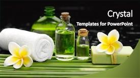  Presentation with stem - Presentation having set of frangipani candle oil background and a black colored foreground