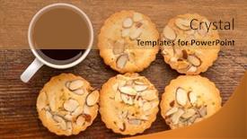  Presentation with almond - Presentation design consisting of set-of-french-almond-cookies background and a gold colored foreground