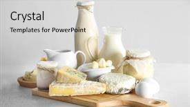  Presentation with dairy products - Theme having set of fresh dairy products background and a light gray colored foreground