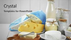  Presentation with dairy products - PPT theme enhanced with set of fresh dairy products background and a light gray colored foreground