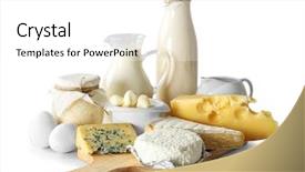  Presentation with dairy products - PPT theme enhanced with set of fresh dairy products background and a white colored foreground