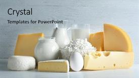  Presentation with dairy products - Presentation design having set of fresh dairy products background and a  colored foreground
