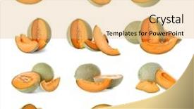  Presentation with helva fresh sliced halva - Colorful slide deck enhanced with set of fresh sliced melons backdrop and a yellow colored foreground