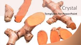  Presentation with turmeric - Beautiful PPT theme featuring set-of-fresh-turmeric-rhizome backdrop and a lemonade colored foreground