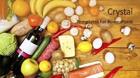  Presentation with corporate gifting and promotional products - Slide deck consisting of set of fuits and vegatables background and a gold colored foreground