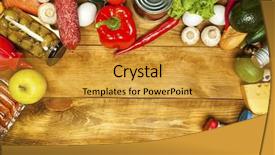  Presentation with microbilogy of fishery products - Audience pleasing PPT theme consisting of set of fuits and vegatables backdrop and a gold colored foreground