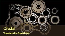  Presentation with chain - Theme consisting of set of gears ball-bearings background and a tawny brown colored foreground