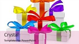  Presentation with gift - Presentation enhanced with set of gift box isolated background and a coral colored foreground