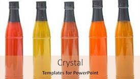  Presentation with sauces - Slide deck having set-of-glass-bottles background and a yellow colored foreground