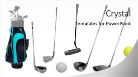  Presentation with club - Beautiful PPT theme featuring set of golf clubs backdrop and a white colored foreground
