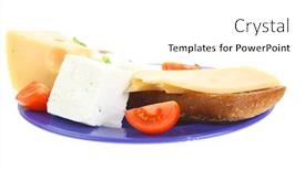  Presentation with blue cheese - Beautiful presentation theme featuring set of gourmet cheese slice and chunk bar white goat greek yellow french aged on half of rye bread on green lettuce salad with tomatoes on blue plate isolated over white background backdrop and a white colored foreground