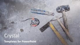  Presentation with hand tools - Presentation design featuring set-of-hand-working-tools background and a gray colored foreground