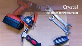  Presentation with hand tools - Amazing presentation design having set-of-hand-working-tools backdrop and a tawny brown colored foreground