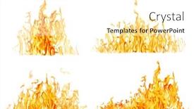  Presentation with flames - Beautiful slide deck featuring set of high yellow flames isolated on wite background backdrop and a white colored foreground