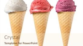  Presentation with ice cream cone - Presentation theme consisting of set-of-ice-cream-waffle background and a cream colored foreground