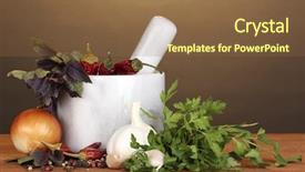  Presentation with cooking - PPT theme having set-of-ingredients-and-spice background and a tawny brown colored foreground
