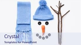  Presentation with snowman - Slide deck featuring set of items for winter background and a sky blue colored foreground