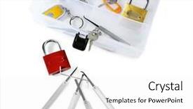  Presentation with lock out tag out key - Beautiful theme featuring set of keys lock picks backdrop and a  colored foreground