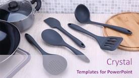  Presentation with cooking utensils - Theme enhanced with set-of-kitchen-utensils background and a  colored foreground