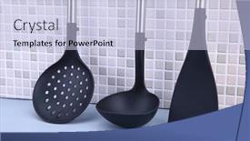  Presentation with cooking utensils - Presentation theme with set-of-kitchen-utensils background and a  colored foreground