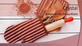  Presentation with utensils - Presentation theme consisting of household items - set of kitchen utensils background and a red colored foreground