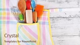  Presentation with kitchen utensils - Presentation theme with set of kitchen utensils background and a lemonade colored foreground