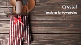  Presentation with kitchen utensils - Beautiful presentation design featuring scapula - set of kitchen utensils backdrop and a tawny brown colored foreground