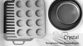  Presentation with instruction set - Cool new theme with set of kitchenware in drawer backdrop and a light gray colored foreground