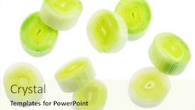  Presentation with paths - Presentation design consisting of set-of-leek-slices-isolated background and a blonde colored foreground