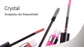  Presentation with blush brushes lip gloss - Beautiful slide deck featuring set of lip glosses isolated backdrop and a white colored foreground