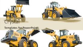  Presentation with construction equipment - Amazing PPT theme having set-of-loaders-excavators-construction backdrop and a yellow colored foreground