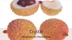  Presentation with fruit lychee - Presentation theme with set of lychee fruits isolated background and a coral colored foreground