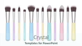  Presentation with proffessional - Beautiful slide set featuring set-of-make-up-artist backdrop and a cool aqua colored foreground