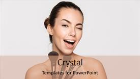  Presentation with beauty beautiful autumn in japanese - PPT theme consisting of set of make-up brushes background and a coral colored foreground